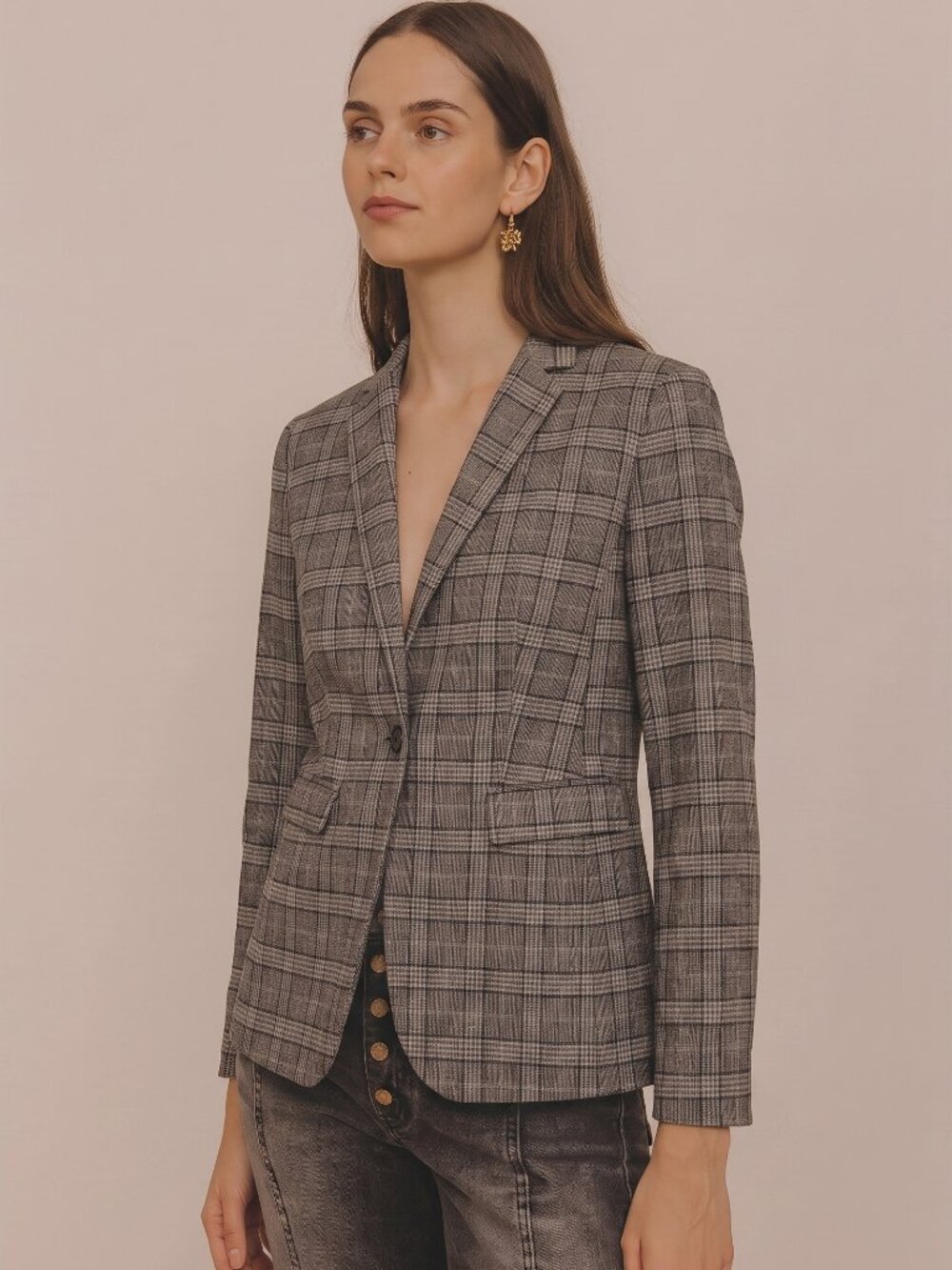 Banana Republic Brown Plaid Wool Single Breasted Blazer Size 2